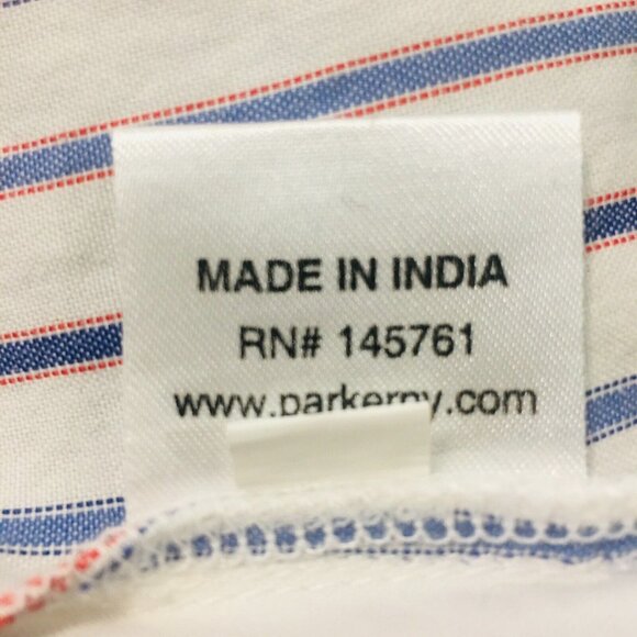 PARKER Dane Off Shoulder Embroidered 3/4 Sleeves Stripe Scallop Blouse XS NEW - Picture 12 of 12